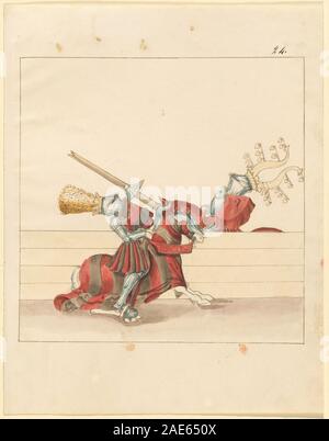 Diese Handschrift, die Teil der Freydal-Reihe ist, zeigt Turniere und Turniere, die von Kaiser Maximilian I. organisiert wurden. Sie wurde um 1515 in Deutschland geschaffen und zeigt gepanzerte Ritter zu Pferd, Kampfszenen und zeremonielle Turnieranlagen, die die Kampfkultur und höfische Tradition des 16. Jahrhunderts widerspiegeln. Stockfoto