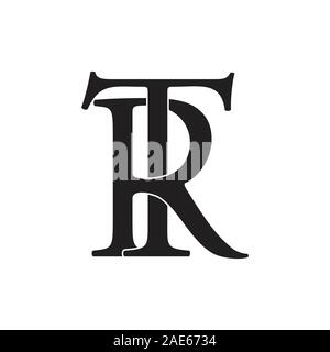 Buchstaben tr verknüpft sich überlappende Flachbild-Logo Stock Vektor