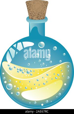 Labor Glaskolben Design mit Flüssigkeit Abbildung. Stock Vektor