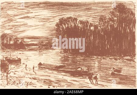 Die Banken des Loing nahe Saint-Mammes (Bords du Loing, pres Saint-Mammes); 1896 Datum: Alfred Sisley, Banken des Loing nahe Saint-Mammes (Bords du Loing, pres Saint-Mammes), 1896 Stockfoto