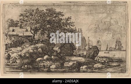 Zwei leere Kähne; wahrscheinlich C. 1645/1656 Allart van Everdingen, zwei leere Kähne, wahrscheinlich c 1645-1656 Stockfoto