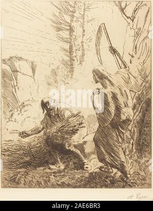 Tod und der Holzfäller, 3 Platte (La Mort et le bucheron) Alphonse Legros, Tod und der Holzfäller, 3 Platte (La Mort et le bucheron) Stockfoto