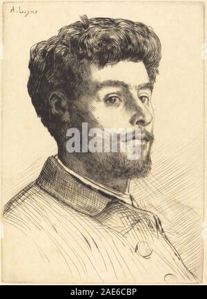 Dieses Werk von Alphonse Legros zeigt Frederic Regamey mit Gesichtszügen, Kopf, Ausdruck, Haar, Augen, Nase, Mund, Haltung und kompositorische Gestaltung. Das Kunstwerk spiegelt französische Porträtkonventionen des 19. Jahrhunderts wider. Stockfoto