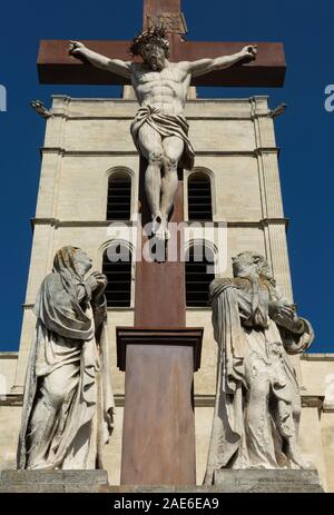 Statue von Jesus Christus am Kreuz in Avignon Frankreich Stockfoto