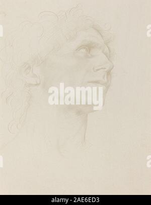 Alphonse Legros' Studie über den Kopf einer Frau nach rechts gedreht, zeigt Gesichtszüge, Haare, Ausdruck, Profil. Hals und Porträtstil aus dem 19. Jahrhundert. Stockfoto