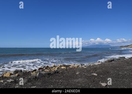 Blick auf den Pazifischen Ozean von Mussel Rock Park, Pacifica, Kalifornien Stockfoto