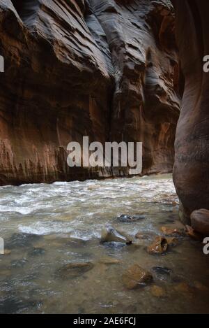 Die Jungfrau Fluss, der durch die Narrows. Stockfoto