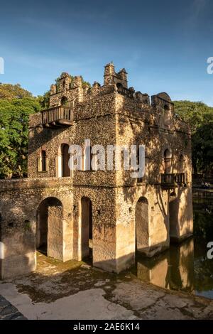 Äthiopien, Amhara-region, Gondar, Fasilidas-Pool, der Residenz des Kaisers mit leeren Pool Stockfoto