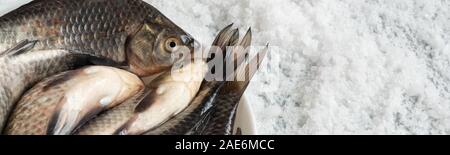 Rohe Fische auf salzig Hintergrund. Gesunde Ernährung Bestandteil Stockfoto