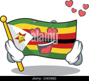 Falling In Love Happy cute Flagge Simbabwe cartoon Design Stock Vektor