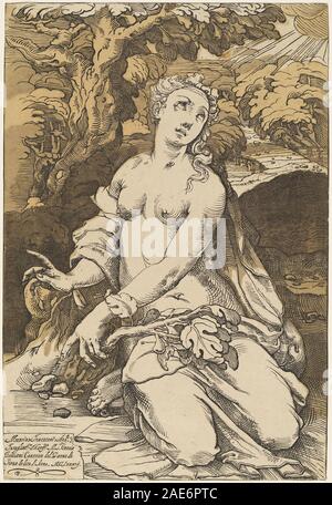 Eva, 1587 Datum Andrea Andreani nach Domenico Beccafumi, Eve, 1587 Stockfoto