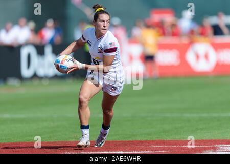 Dubai, VAE. 7 Dez, 2019. Lauren Doyle der USA im Cup Viertelfinale Übereinstimmung zwischen den USA und Russland Frauen während der Tag 3 der Emirates Airline Dubai Rugby Sevens auf die Sevens Stadion, Dubai, UAE am 7. Dezember 2019. Foto von Grant Winter. Credit: UK Sport Pics Ltd/Alamy leben Nachrichten Stockfoto