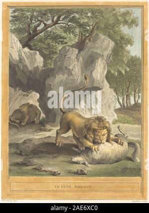 Le Lion (Löwe); veröffentlichte 1759 A-J de Fehrt nach Jean-Baptiste Oudry, Le Lion (Löwe), veröffentlicht 1759 Stockfoto