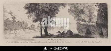 Flusslandschaft mit einem Angler; 1773 Datum Antoine de Marcenay de Ghuy, Flusslandschaft mit einem Angler, 1773 Stockfoto