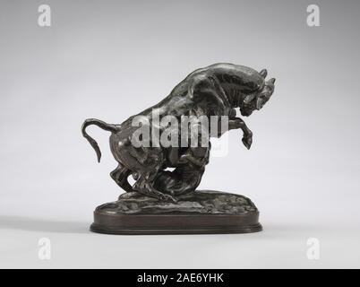 Aufzucht Stier mit Tiger; Modell 1841/1844, Antoine-Louis Barye 1873, Aufzucht Stier mit Tiger cast, Modell 1841-1844, Besetzung von 1873 Stockfoto