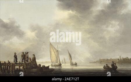 Ein Pier mit Blick auf Dordrecht; Anfang 1640 s Aelbert Cuyp, ein Pier mit Blick auf Dordrecht, Anfang 1640 s Stockfoto