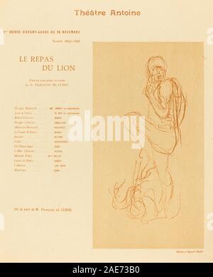 Le Repas du Lion, 1897 nach Auguste Rodin, zeigt einen Löwen, der sich ernährt, Anatomie, Haltung, Bewegung, Fellstruktur, und naturalistische Darstellung. Stockfoto