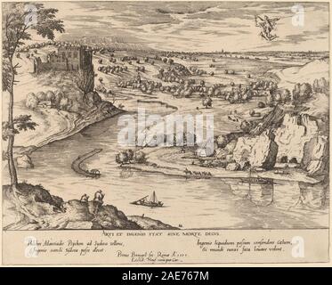 Flusslandschaft mit Quecksilber und Psyche; 1553 Datum zugeschrieben Simon Novellanus nach Pieter Brueghel der Ältere, Fluss Landschaft mit Merkur und Psyche, 1553 Stockfoto