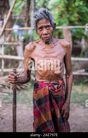 Porträt des örtlichen alten Mannes, Insel Dot Det, Laos, Asien Stockfoto