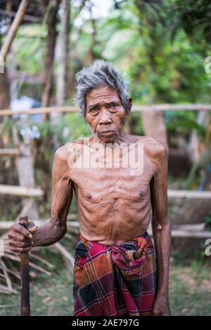 Porträt des örtlichen alten Mannes, Insel Dot Det, Laos, Asien Stockfoto