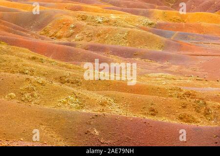 Sieben farbige Erde von Chamarel, Mauritius, Afrika. Stockfoto