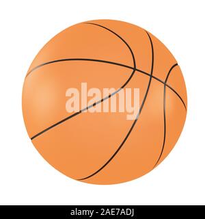 Orange Basketball Ball auf isolierten weißen Hintergrund. 3D-Rendering Stockfoto