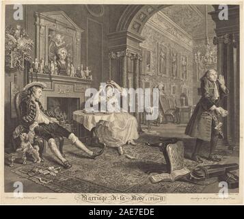 Ehe à la Mode: pl. 2; 1745 Datum Bernard Baron nach William Hogarth, Ehe a la Mode-pl 2, 1745 Stockfoto