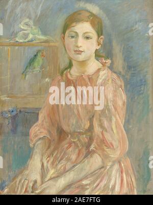 Des Künstlers Tochter mit einem SITTICH; 1890 Datum Berthe Morisot, Tochter des Künstlers mit einem Sittich, 1890 Stockfoto