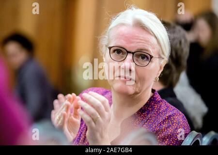 Berlin, Deutschland. 07 Dez, 2019. Regine Günther (Bündnis 90/Die Grünen), Senator für die Umgebung von Berlin, spricht an der Delegiertenversammlung des Berliner Grüns. Credit: Christoph Soeder/dpa/Alamy leben Nachrichten Stockfoto