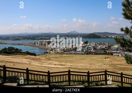 Blick von Seongsan Ilchulbong in Jeju, Südkorea Stockfoto