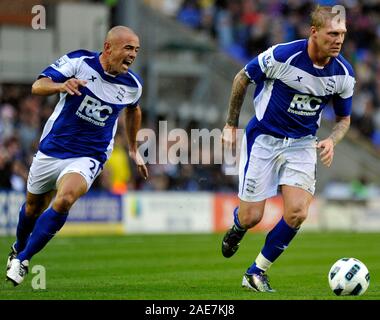 23.Oktober 2010 - Premier League Fußball - Birmingham City Vs Blackpool - Stephen Carr Ermutigung shouts Garry O'Connor. Fotograf: Paul Roberts/Ein. Stockfoto