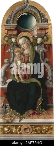 Madonna mit Kind auf dem Thron mit Spender; 1470 Datum Carlo Crivelli, Madonna mit Kind auf dem Thron mit Spender, 1470 Stockfoto