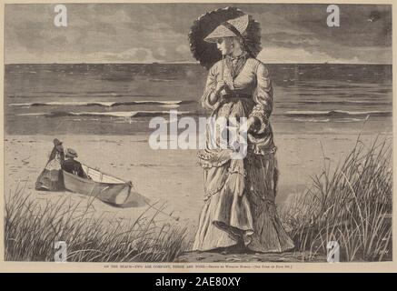 Am Strand - Zwei sind Unternehmen, drei sind keine; veröffentlicht 1872 Nach Winslow Homer, am Strand - Zwei sind Unternehmen, drei sind Keine, veröffentlicht 1872 Stockfoto