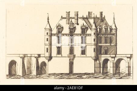 Chateau de Chenonceau, 1 re Planche (Schloss Chenonceau, 1 Platte); 1856 Datum Charles Meryon nach Jacques Androuet Ducerceau I, Chateau de Chenonceau, 1 re Planche (Schloss Chenonceau, 1 Platte), 1856 Stockfoto