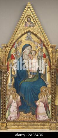 Madonna mit Kind auf dem Thron mit zwölf Engel, und mit dem Segen Christus [Mitte]; kurz vor 1387 Agnolo Gaddi, Madonna mit Kind auf dem Thron mit zwölf Engel, und mit dem Segen Christus (Mitte), kurz vor 1387 Stockfoto