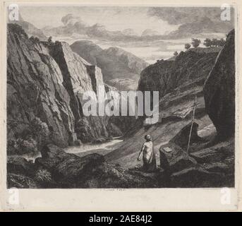 Gemälde des Heiligen Jerome von Charles-Francois Daubigny, um 1840, das den Heiligen Jerome im Studium mit Büchern, Schreibwerkzeugen, wissenschaftlicher Kleidung, kontemplativer Pose, religiöser Figur, französische Malerei aus dem 19. Jahrhundert und detaillierte Komposition. Stockfoto