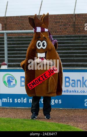 Gayfield Park, Arbroath, Angus, Großbritannien. 7 Dez, 2019. Schottische Meisterschaft Fußball, Arbroath FC im Vergleich zu Dundee FC; Arbroath Maskottchen Smokie Joe - Redaktionelle Verwendung Credit: Aktion Plus Sport Bilder/Alamy Live News Credit: Aktion plus Sport/Alamy leben Nachrichten Stockfoto