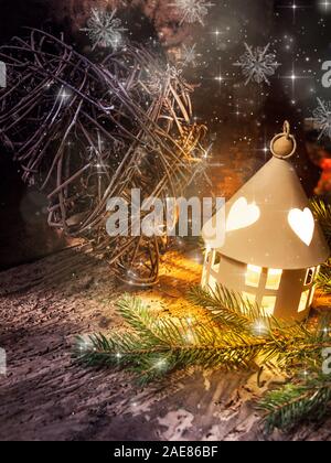 Weihnachten Komposition mit Laterne - Nahaufnahme Stockfoto