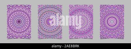 Lila abstrakt floral Mosaik mandala Muster flyer Hintergrund Vorlage festlegen - Vektor Briefpapier Grafik Stock Vektor