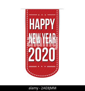 Frohes neues Jahr 2020 Banner Design auf weißem Hintergrund, Vector Illustration Stock Vektor