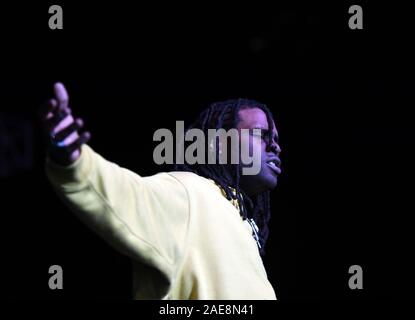 Dezember 7, 2019, Norfolk, Virginia, USA: CHEIF KEEF kommt zu dem Chartway Arena in der Old Dominion University, Norfolk, Virginia auf 6 Decemberr 2019. (Bild: © Jeff Moore/ZUMA Draht) Stockfoto