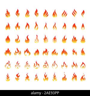 Vektor einrichten von Icons für Feuer. Flamme Symbole. Logo Flamme, Feuer Symbol. Stock Vektor
