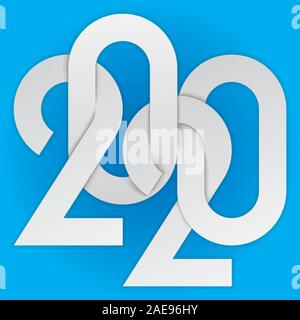2020 Jahr paper Art anmelden. Neues Jahr logo mit Papier schneiden. Vector EPS 10. Stock Vektor