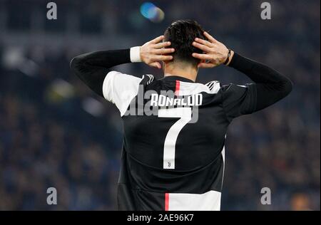 Rom, Italien, 7. Dezember, 2019. Cristiano Ronaldo reagiert während der Serie ein Fußballspiel zwischen Lazio Rom und Juventus im Olympiastadion. Kredit Riccardo De Luca - UPDATE BILDER/Alamy leben Nachrichten Stockfoto