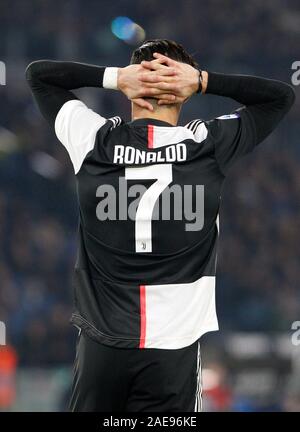 Rom, Italien, 7. Dezember, 2019. Cristiano Ronaldo reagiert während der Serie ein Fußballspiel zwischen Lazio Rom und Juventus im Olympiastadion. Kredit Riccardo De Luca - UPDATE BILDER/Alamy leben Nachrichten Stockfoto