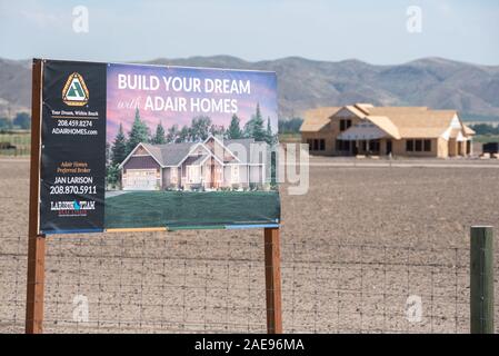 Neue Unterteilung außerhalb Emmett, Idaho. Stockfoto