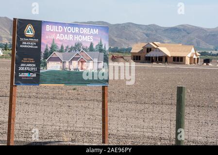 Neue Unterteilung außerhalb Emmett, Idaho. Stockfoto