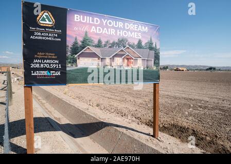 Neue Unterteilung außerhalb Emmett, Idaho. Stockfoto