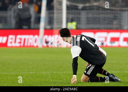 Rom, Italien, 7. Dezember, 2019. Juventus' Cristiano Ronaldo reagiert während der Serie ein Fußballspiel zwischen Lazio Rom und Juventus im Olympiastadion. Lazio gewann 3-1. Kredit Riccardo De Luca - UPDATE BILDER/Alamy leben Nachrichten Stockfoto