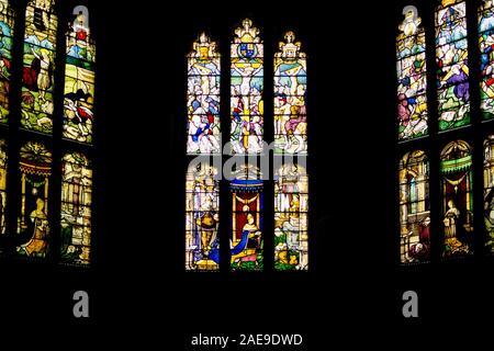 16. jahrhundert Glasfenster in der Kapelle am Vyne, Hampshire. Als einer der schönsten 16.-Jahrhundert Glas in Europa. Stockfoto